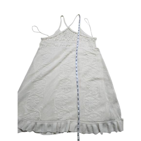Zara Women's Ivory Boho Knit Embroidered Sleeveless Mini Dress Size S - Picture 8 of 11